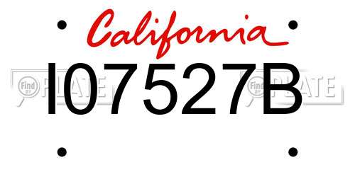 I07527B California License Plate