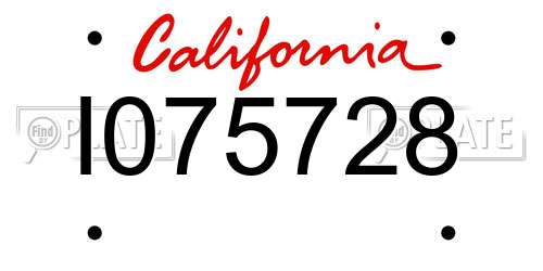 I075728 California License Plate