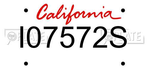 I07572S California License Plate