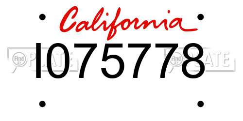 I075778 California License Plate