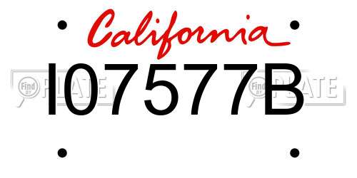 I07577B California License Plate