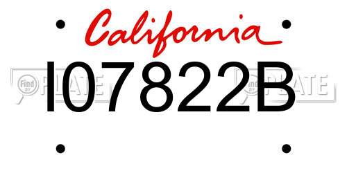 I07822B California License Plate