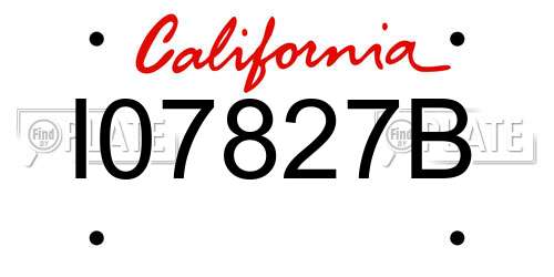 I07827B California License Plate