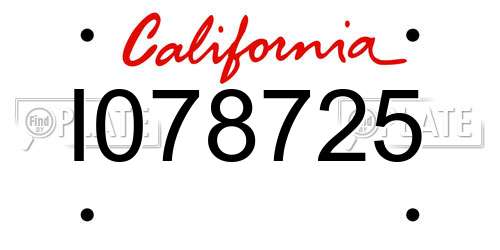 I078725 California License Plate