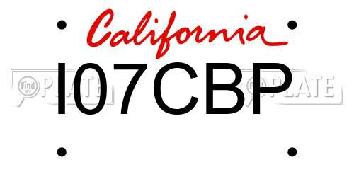 I07CBP California License Plate