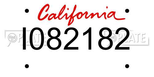 I082182 California License Plate