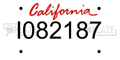 I082187 California License Plate