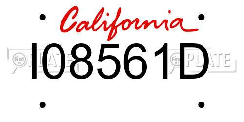 I08561D California License Plate
