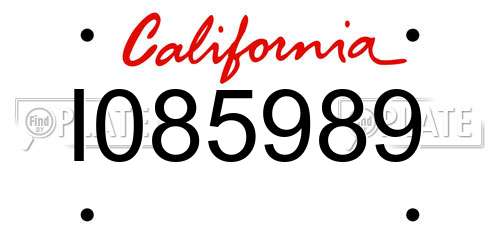 I085989 California License Plate