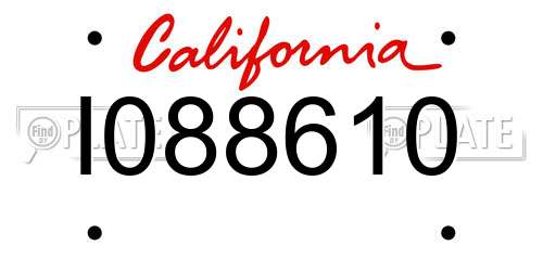 I088610 California License Plate