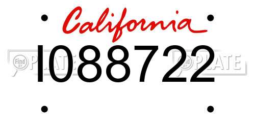 I088722 California License Plate