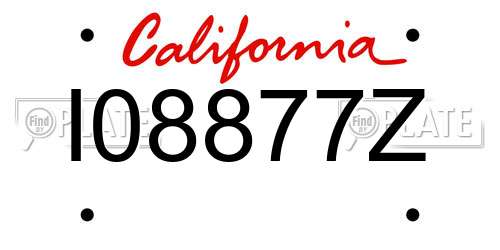 I08877Z California License Plate