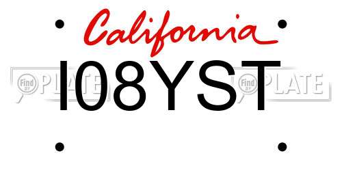 I08YST California License Plate