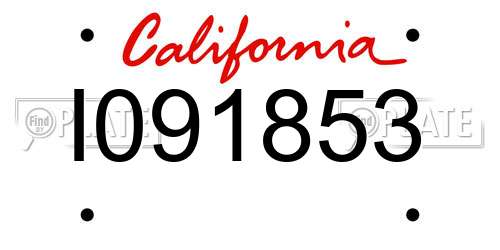 I091853 California License Plate