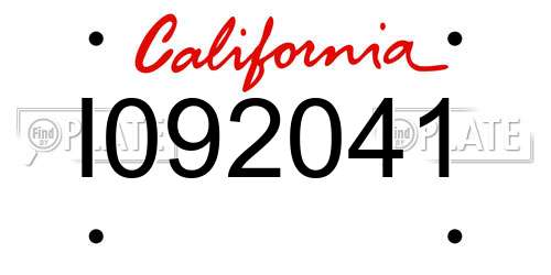 I092041 California License Plate