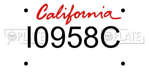 I0958C California License Plate