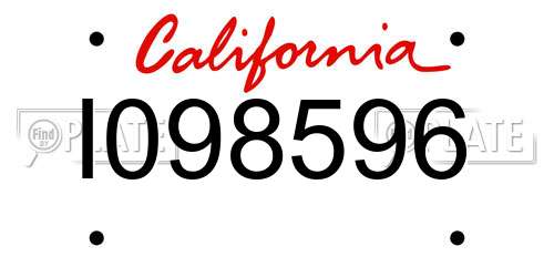 I098596 California License Plate
