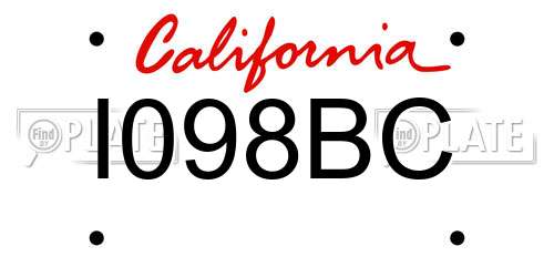 I098BC California License Plate