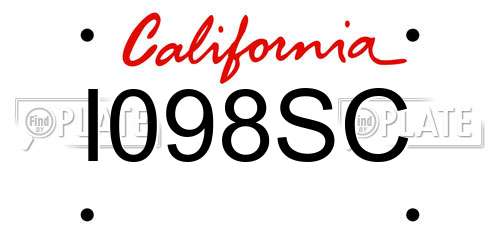 I098SC California License Plate