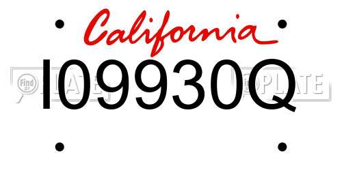 I09930Q California License Plate