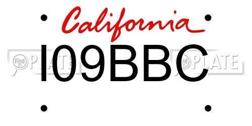 I09BBC California License Plate