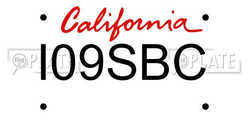 I09SBC California License Plate