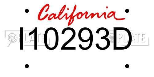 I10293D California License Plate