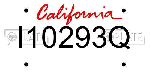 I10293Q California License Plate