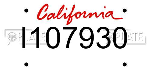 I107930 California License Plate