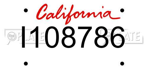 I108786 California License Plate