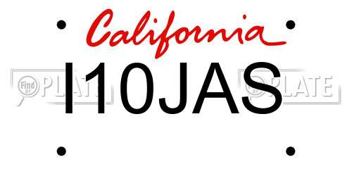 I10JAS California License Plate