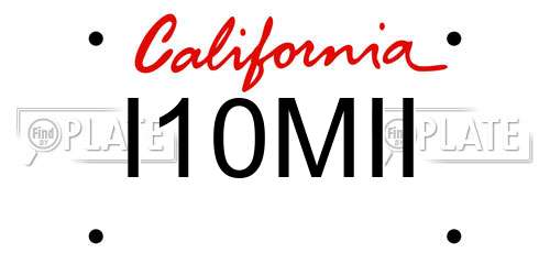 I10MII California License Plate