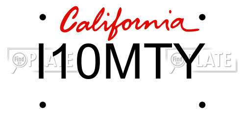 I10MTY California License Plate