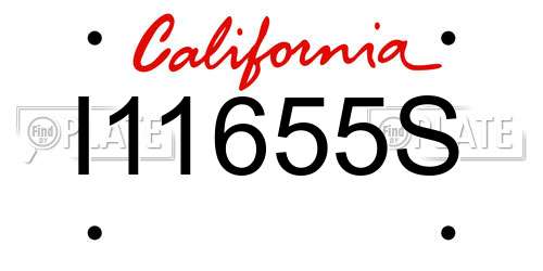 I11655S California License Plate