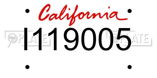 I119005 California License Plate