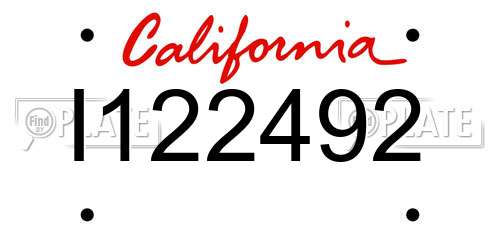 I122492 California License Plate