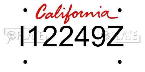 I12249Z California License Plate