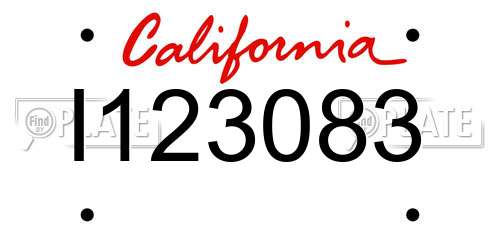 I123083 California License Plate