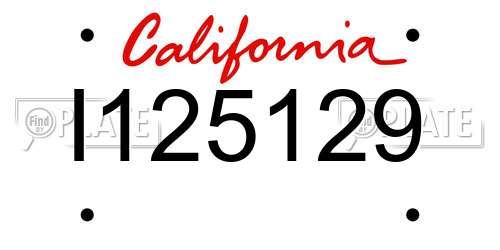 I125129 California License Plate