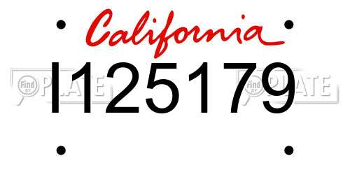 I125179 California License Plate