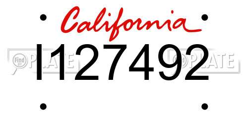 I127492 California License Plate