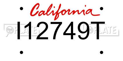 I12749T California License Plate