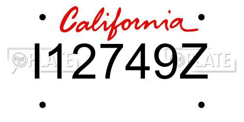 I12749Z California License Plate