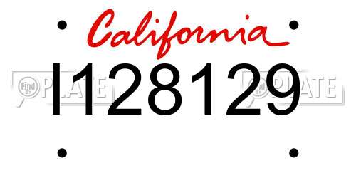 I128129 California License Plate