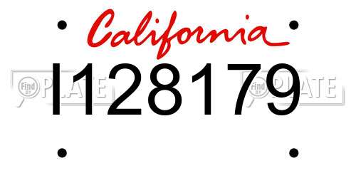 I128179 California License Plate