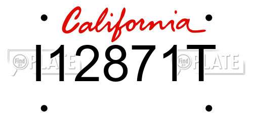 I12871T California License Plate