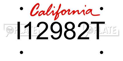 I12982T California License Plate