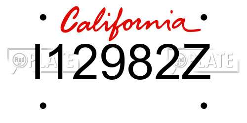I12982Z California License Plate