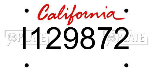 I129872 California License Plate