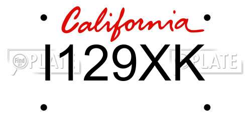 I129XK California License Plate